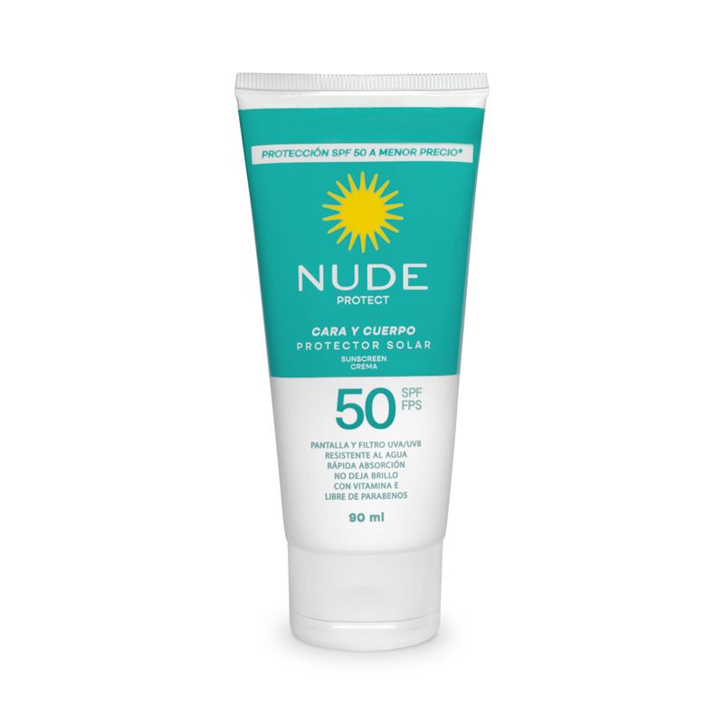 PROTECTOR SOLAR NUDE SPF 50 CARA Y CUERPO